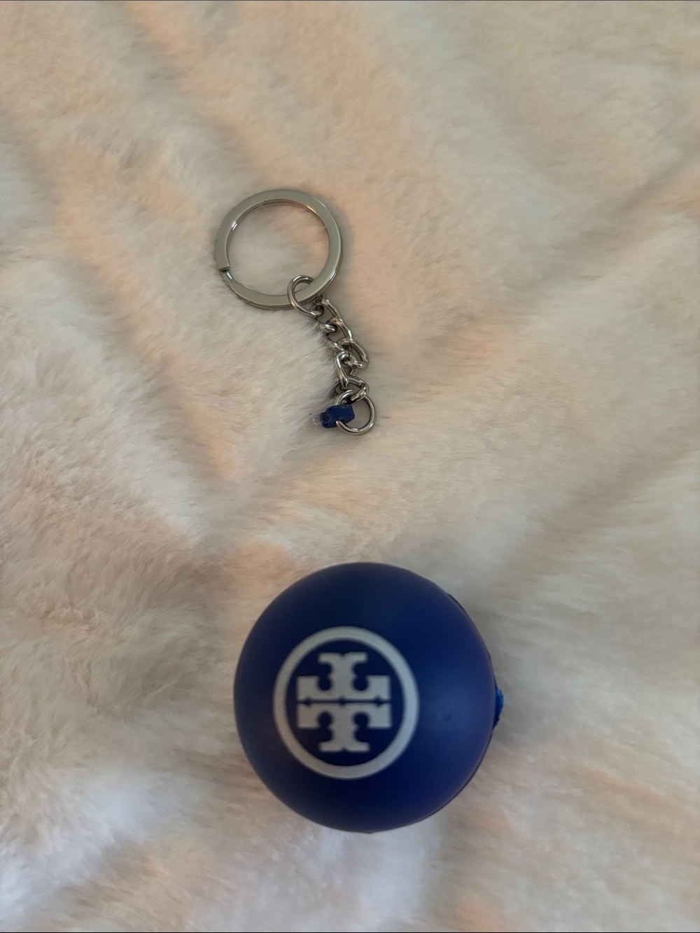 Tory Burch Navy and White Logo Keychain. Needs repair